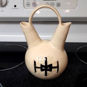 Artisan Kiln pottery Double spout vase jug marriage gifts